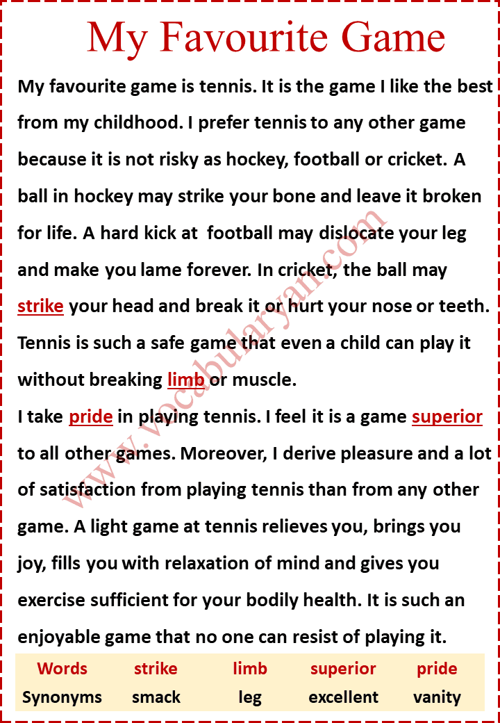 essay on my favourite sport for class 4