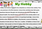 My Hobby Essay 150 Words with Synonyms