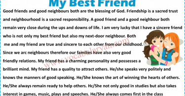 My Best Friend Essay for Class 3 with PDF