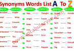 Synonyms Words List A to Z