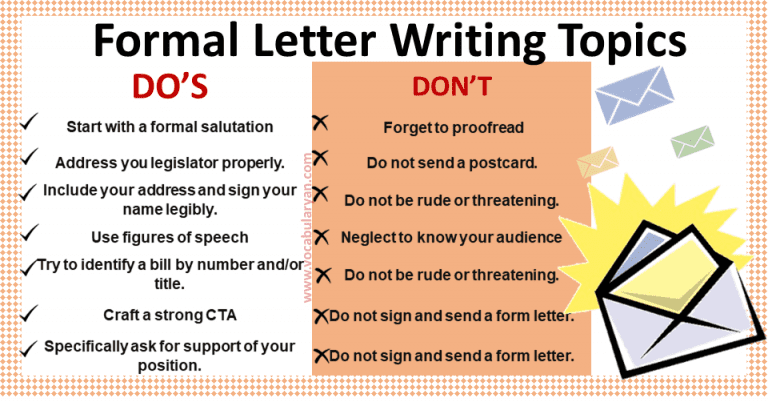 Formal Letter Writing Topics for Student PDF – VocabularyAN