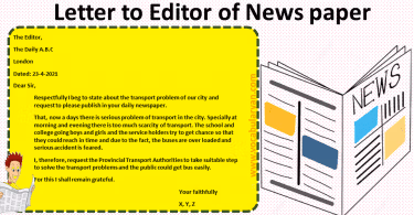 Letter to The Editor of a Local Newspaper Topics