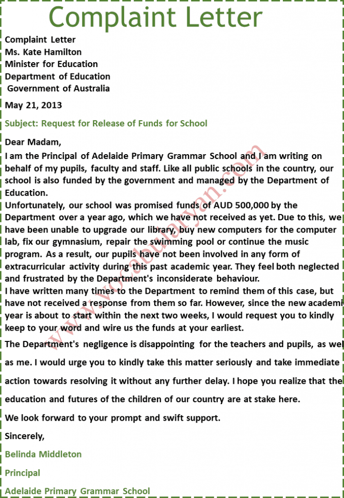 Formal Letter Topics For Class 8