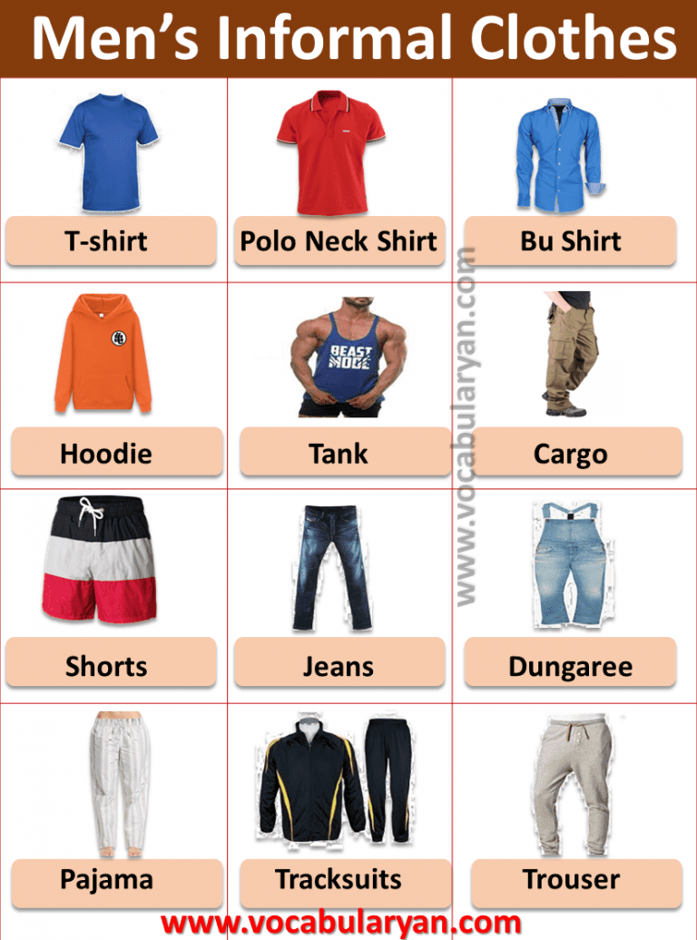 Men s Cloths Accessories Picture Vocabulary