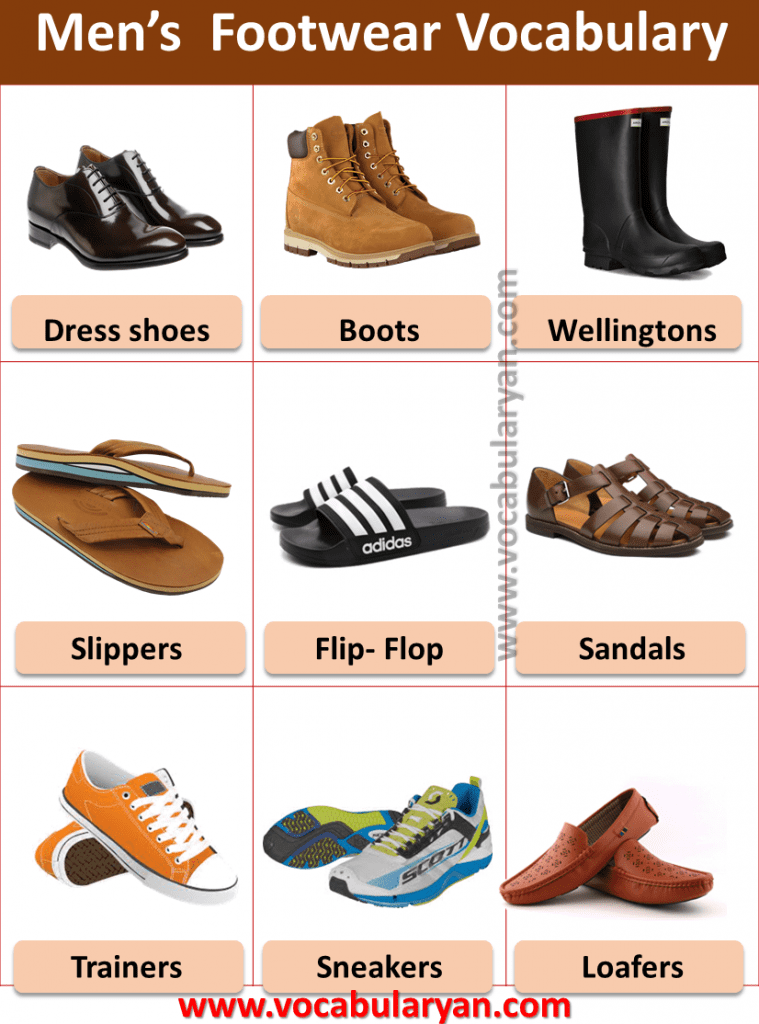 Men's Footwear Picture Vocabulary 