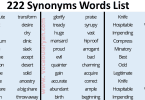 222 Synonyms Words List