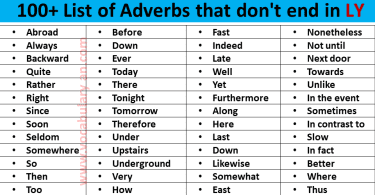 100+ List of Adverbs that don't end in LY