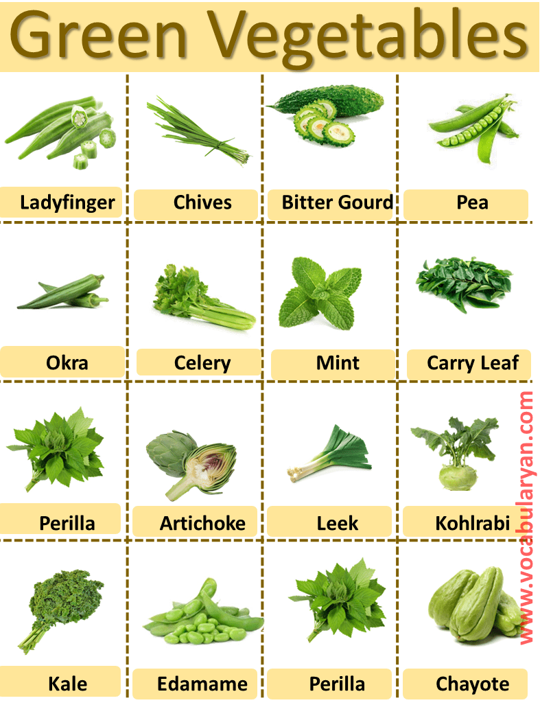 Green Vegetables Names With Pictures For Kids Vocabularyan
