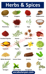 List of Herbs and Spices Vocabulary with Images – VocabularyAN