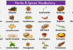 List of Herbs and Spices Vocabulary with Images