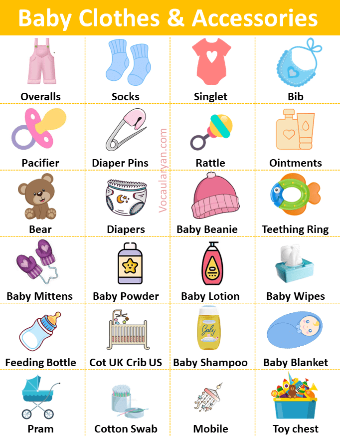 Baby Clothes and Accessories Names in English VocabularyAN