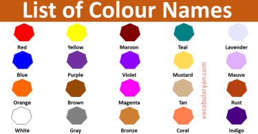 120 Colors Name in English with images help identify the colors and learn their exact names
