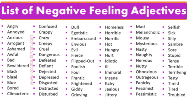 100+ List of Words Negative Feeling Adjective