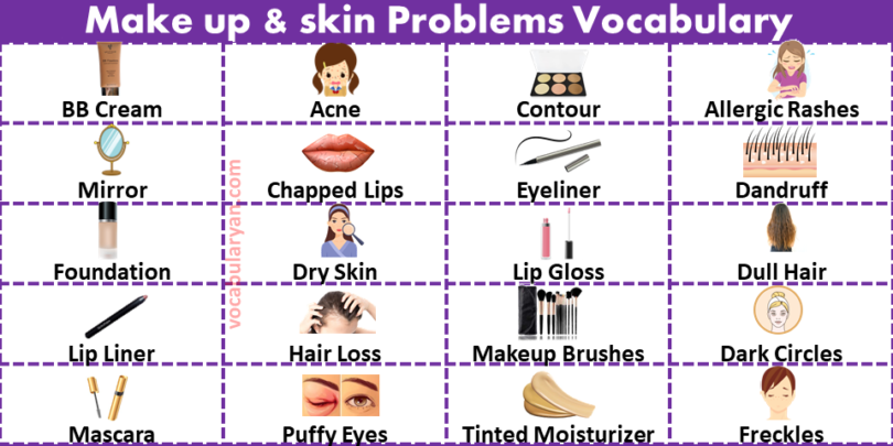 Words Related To Makeup And Skin Problems