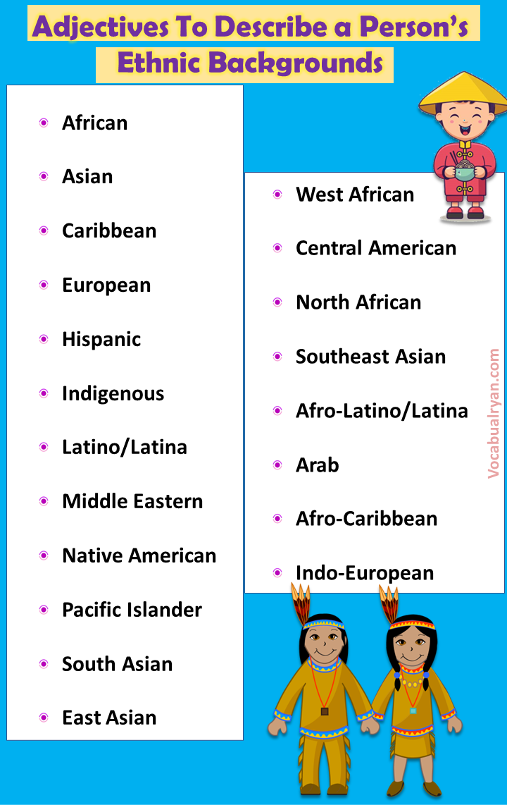 Adjectives To Describe a Person’s Ethnic Backgrounds 