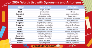 200+ Words List with Synonyms and Antonyms