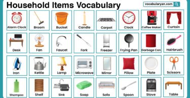 Household Items Name with pictures.