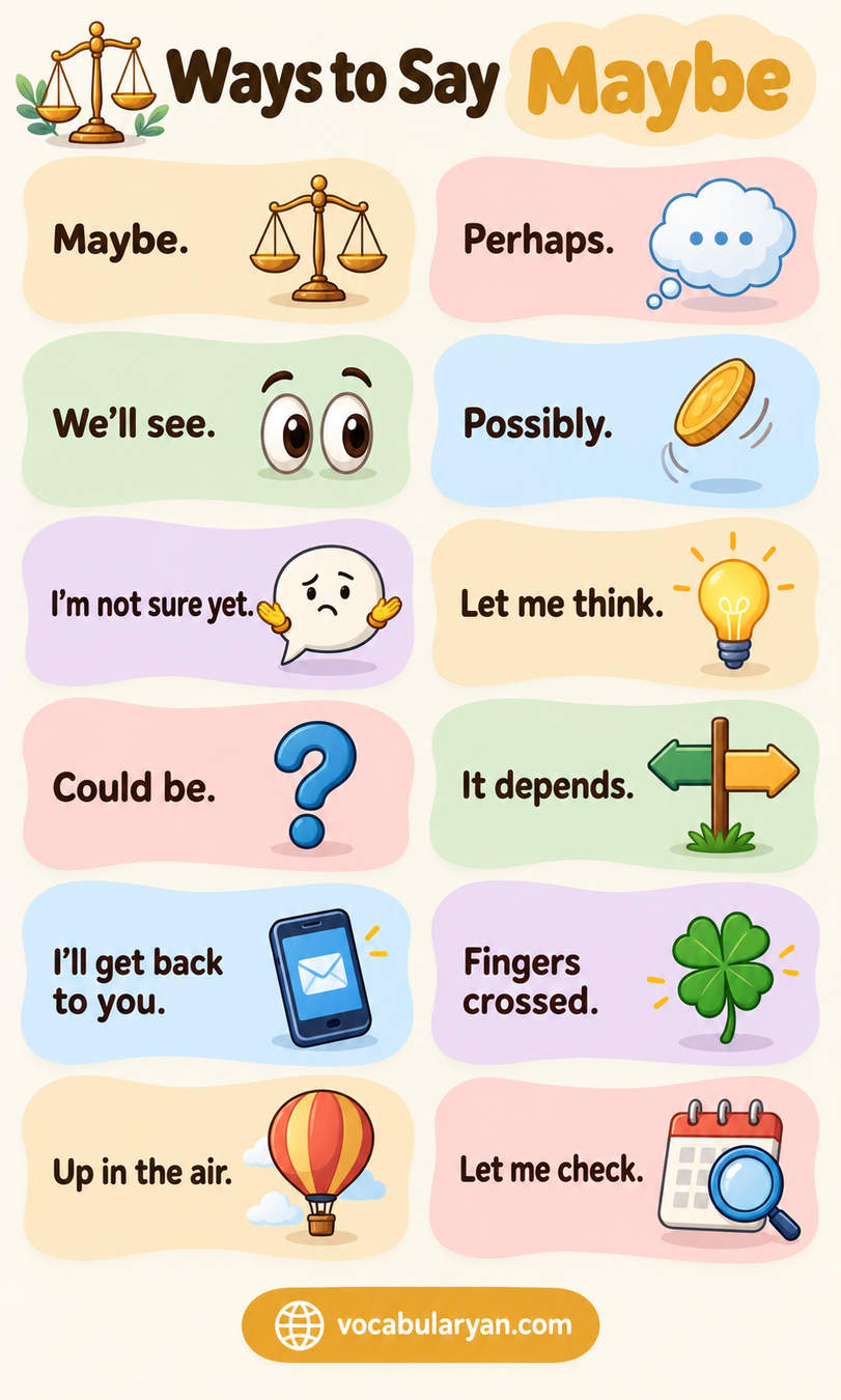 Ways to say maybe in English with synonyms and example sentences for everyday English conversation