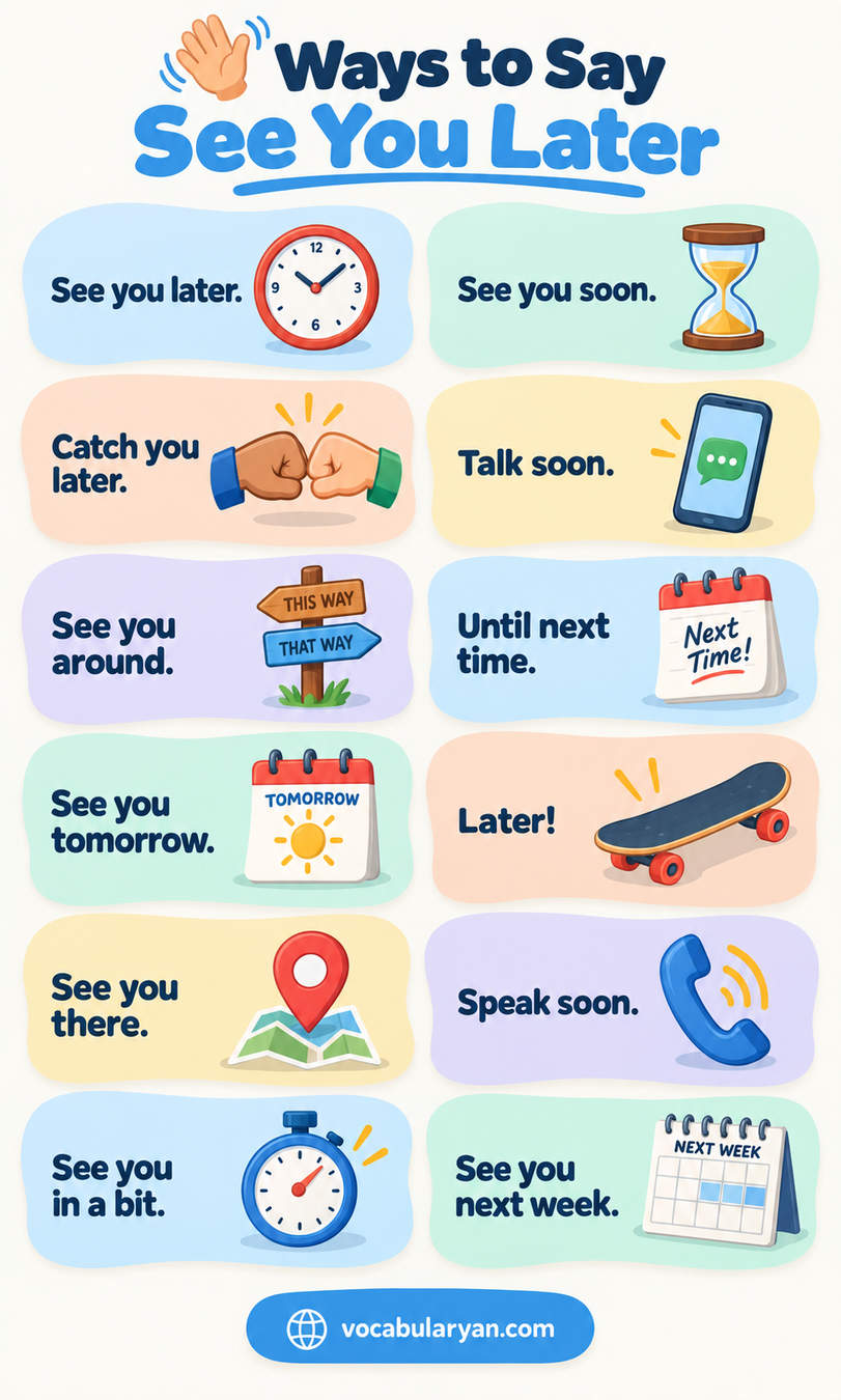 Ways to say see you later in English with example sentences and uses for spoken English